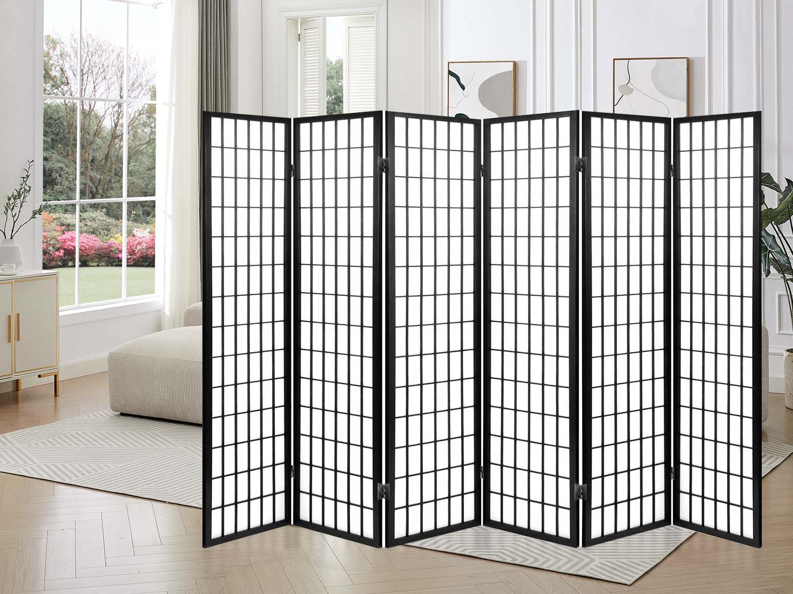 6-Panel Room Divider E P1 - Black