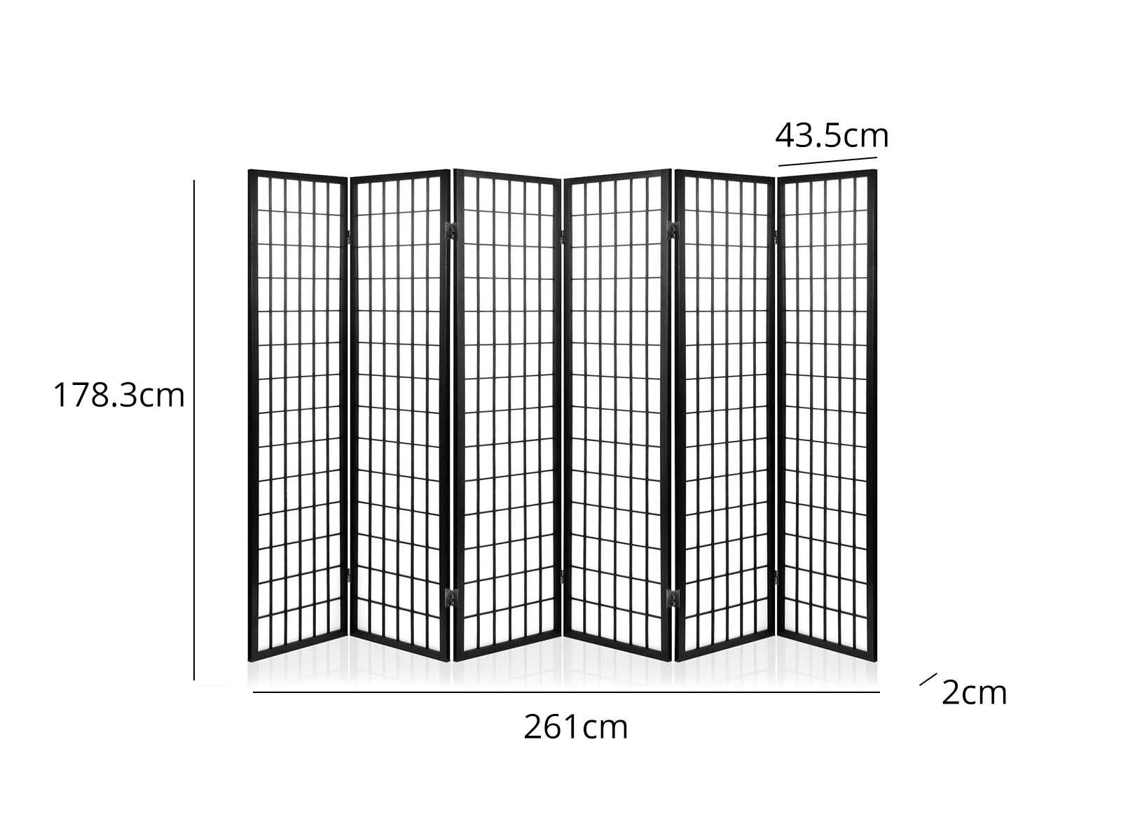 6-Panel Room Divider E P1 - Black