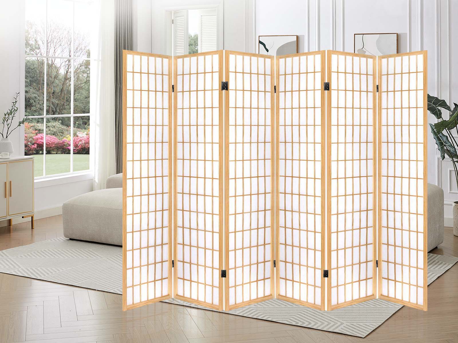 6-Panel Room Divider E P1 - Natural Wood