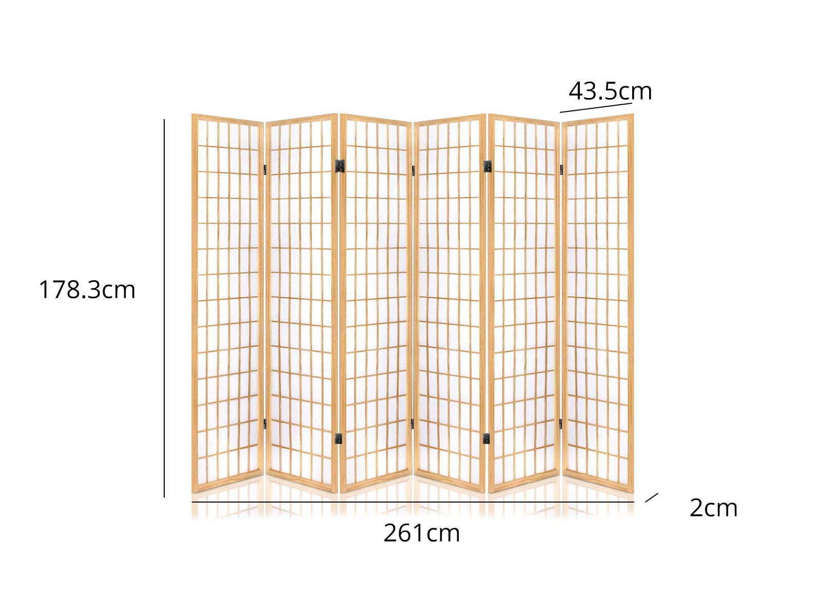 6-Panel Room Divider E P1 - Natural Wood