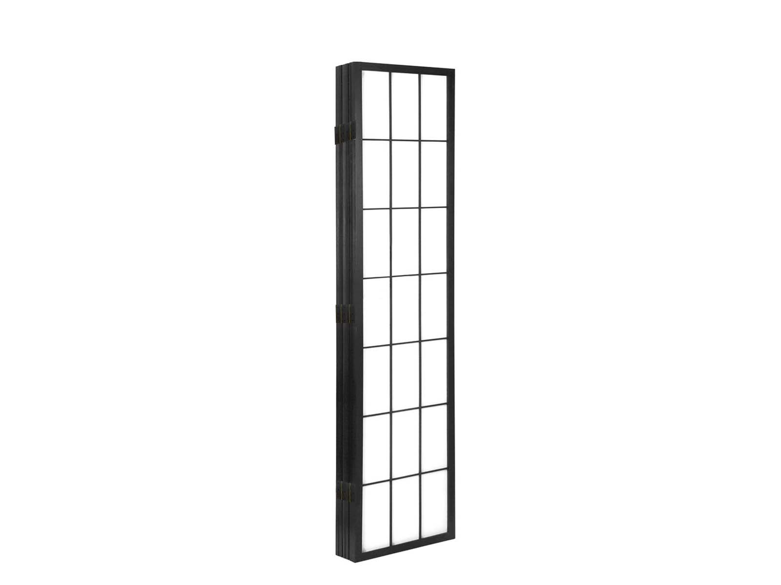 6-Panel Room Divider with Bamboo Pattern - Black