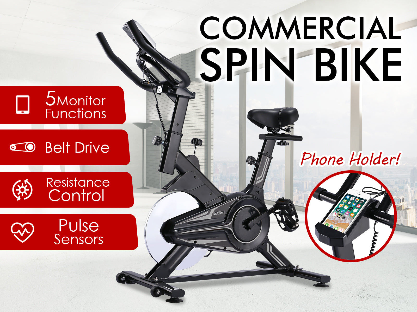 11kg Flywheel Exercise Spin Bike – Grey