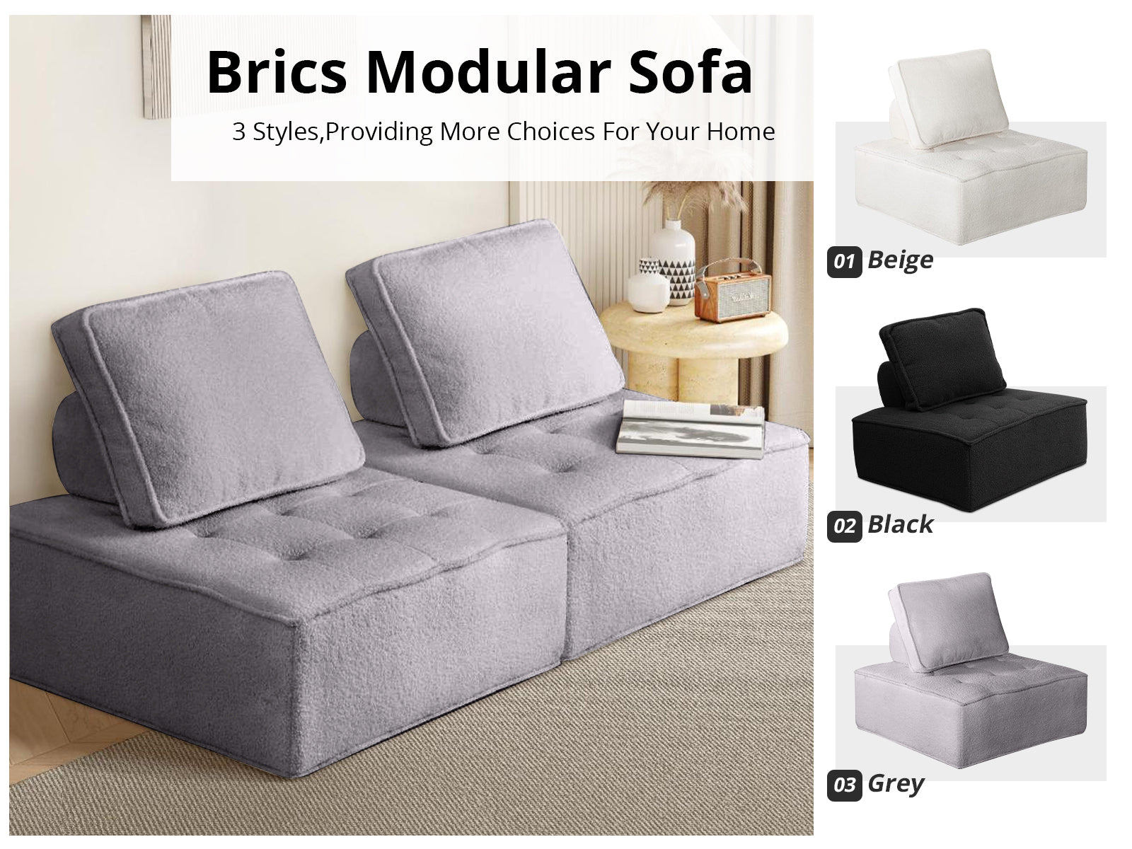 Brics Modular Sofa - Grey