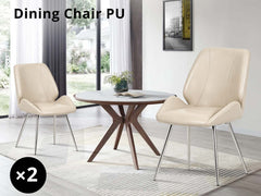 Dining Chair PU Beige - Set of 2