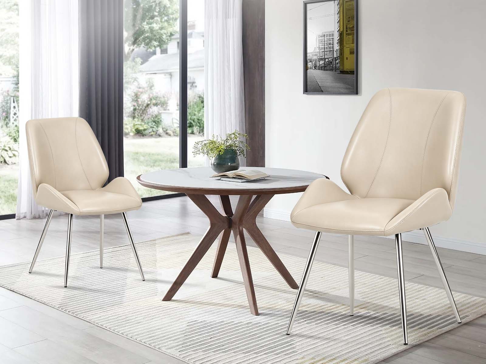 Dining Chair PU Beige - Set of 2