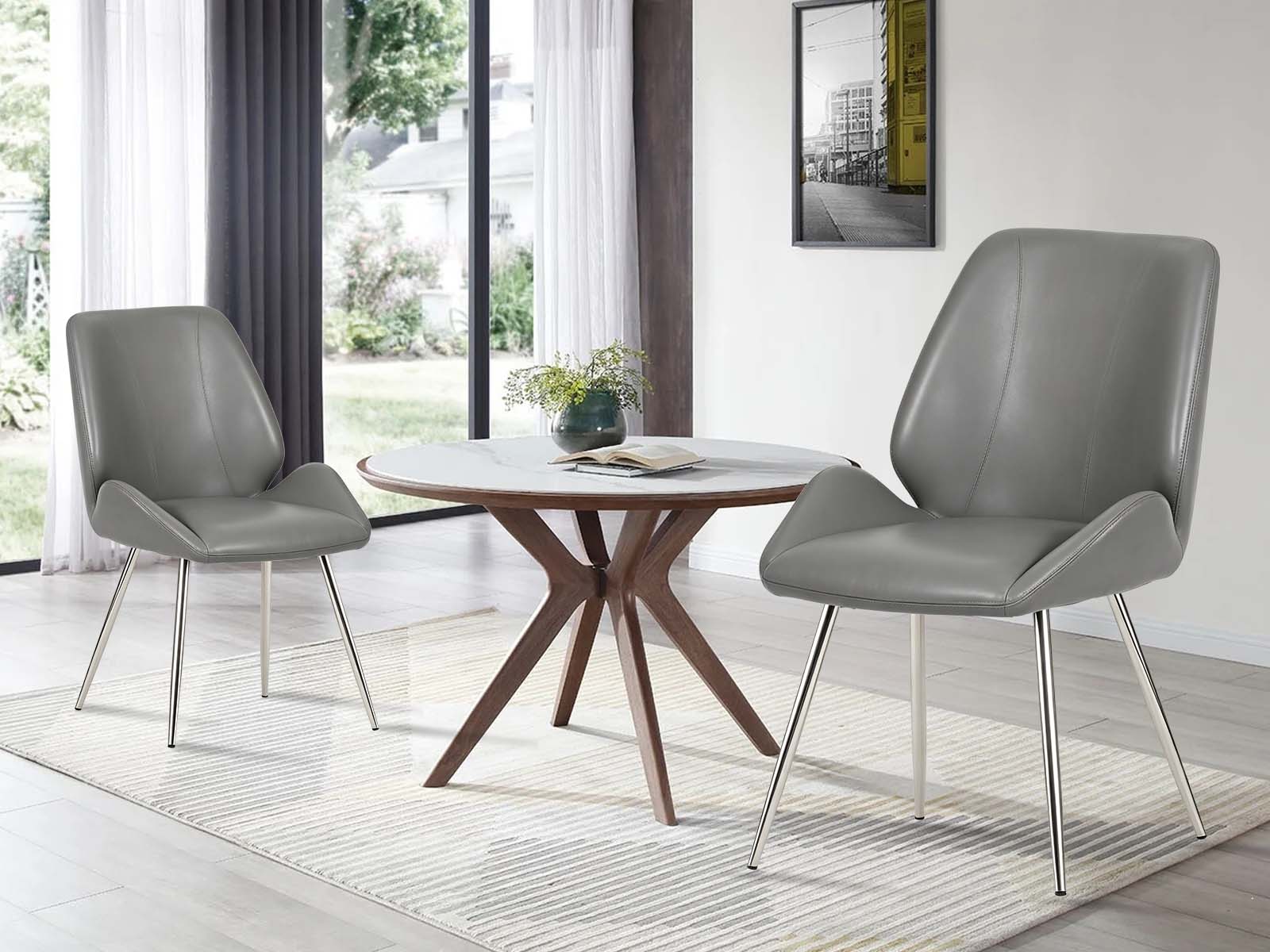 Dining Chair PU Grey - Set of 2