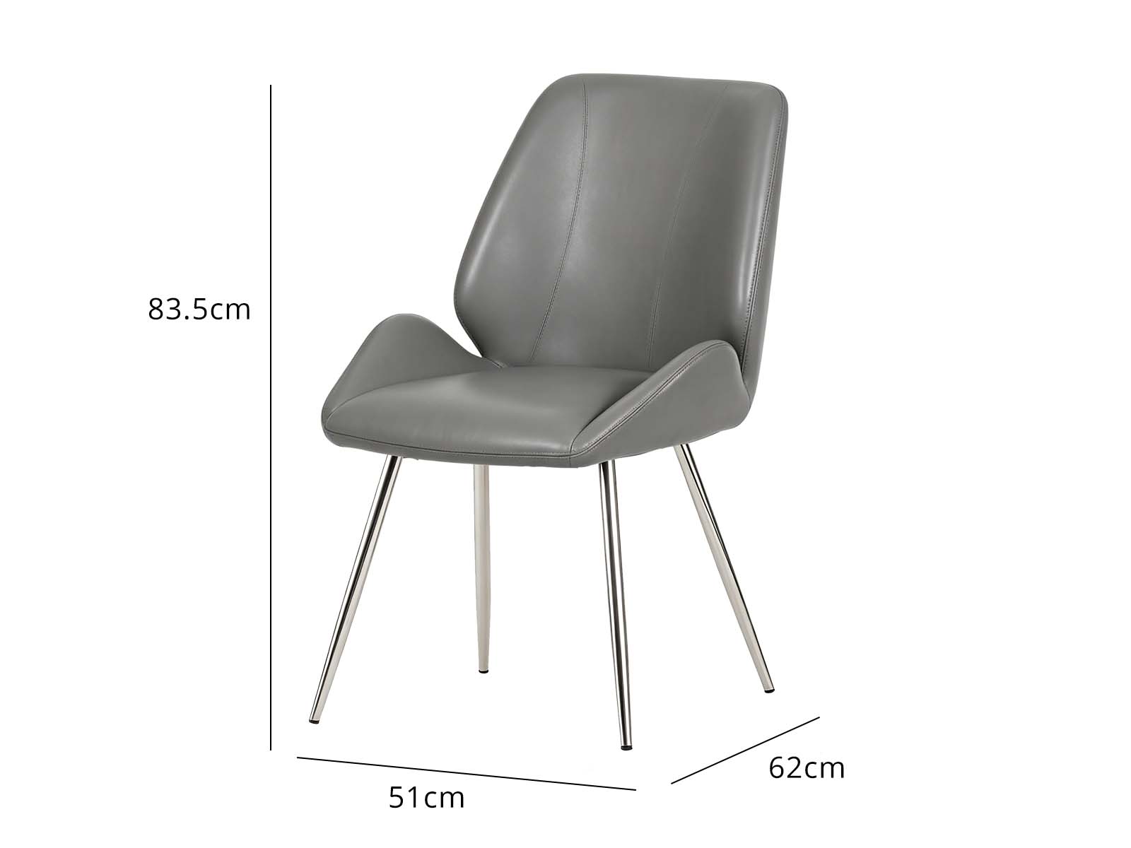 Dining Chair PU Grey - Set of 2