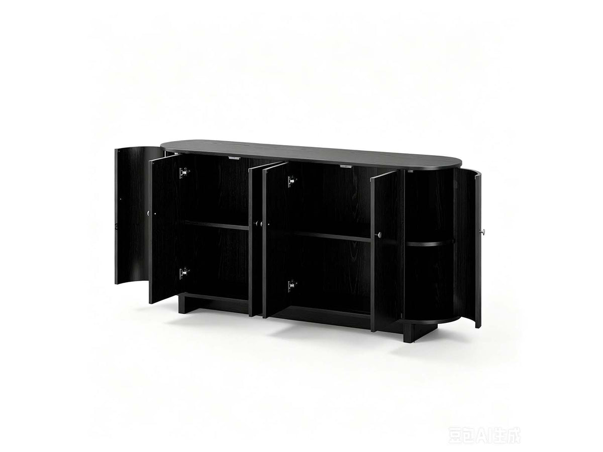 Black Buffet Cabinet - 160 cm