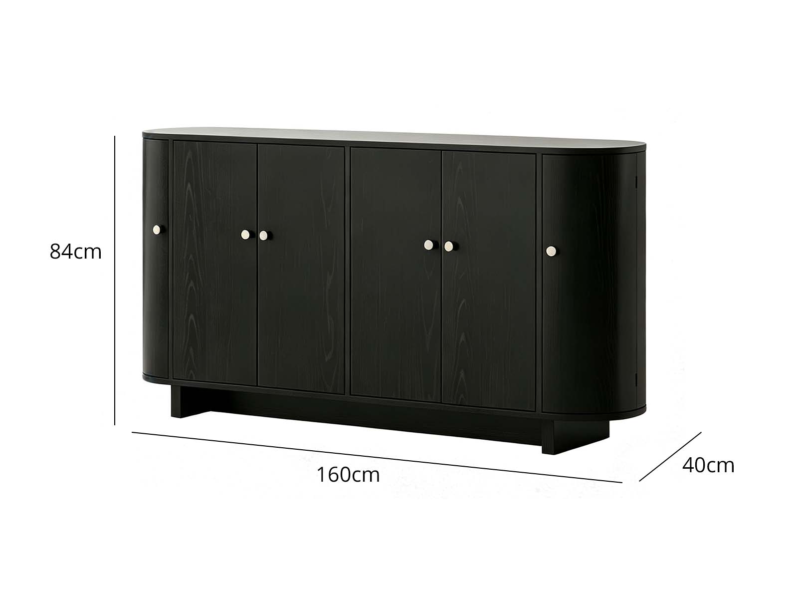 Black Buffet Cabinet - 160 cm