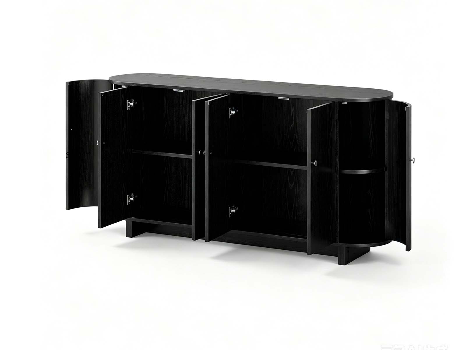 Black Buffet Cabinet - 160 cm
