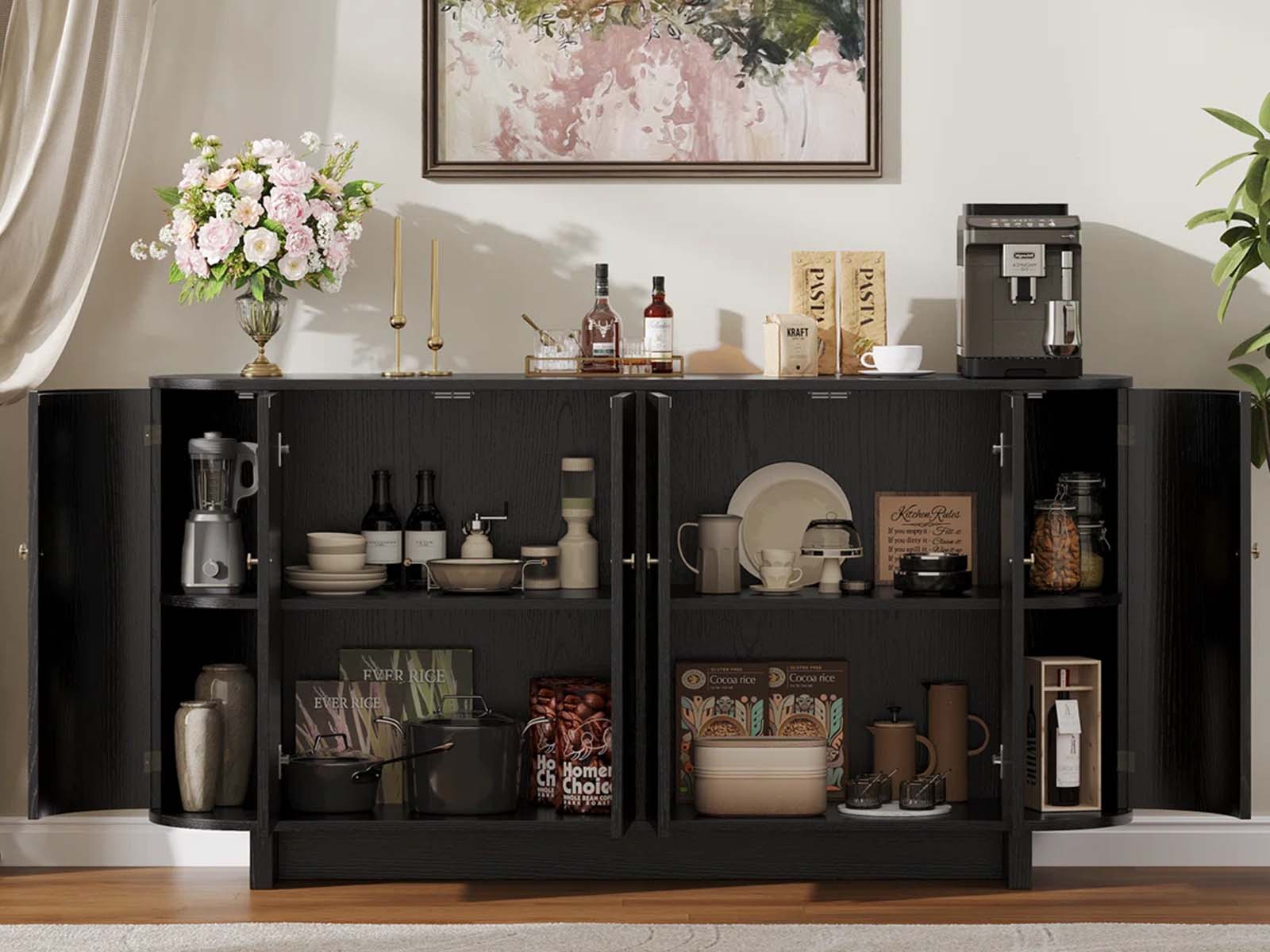 Black Buffet Cabinet - 160 cm