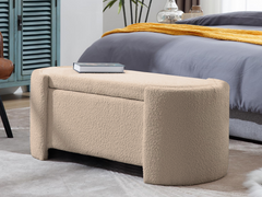 Boucle Storage Bench - Apricot