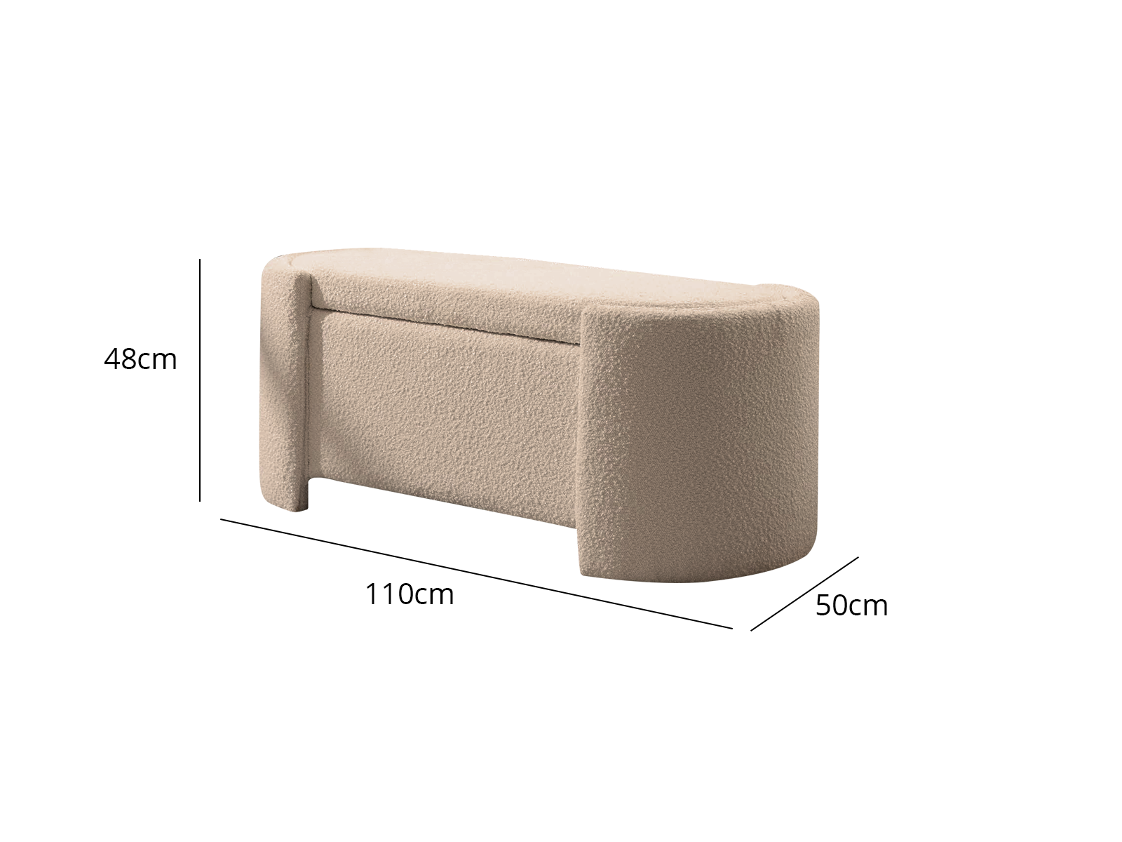 Boucle Storage Bench - Apricot