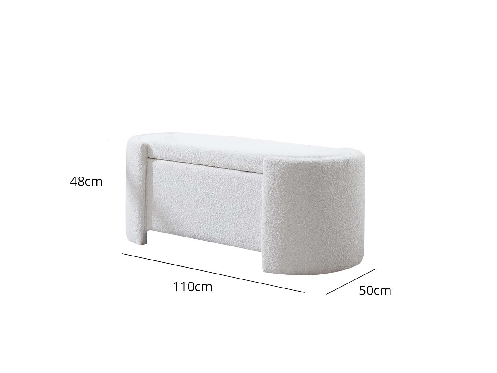Boucle Storage Bench White