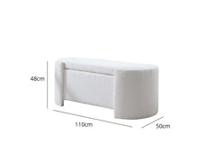 Boucle Storage Bench White