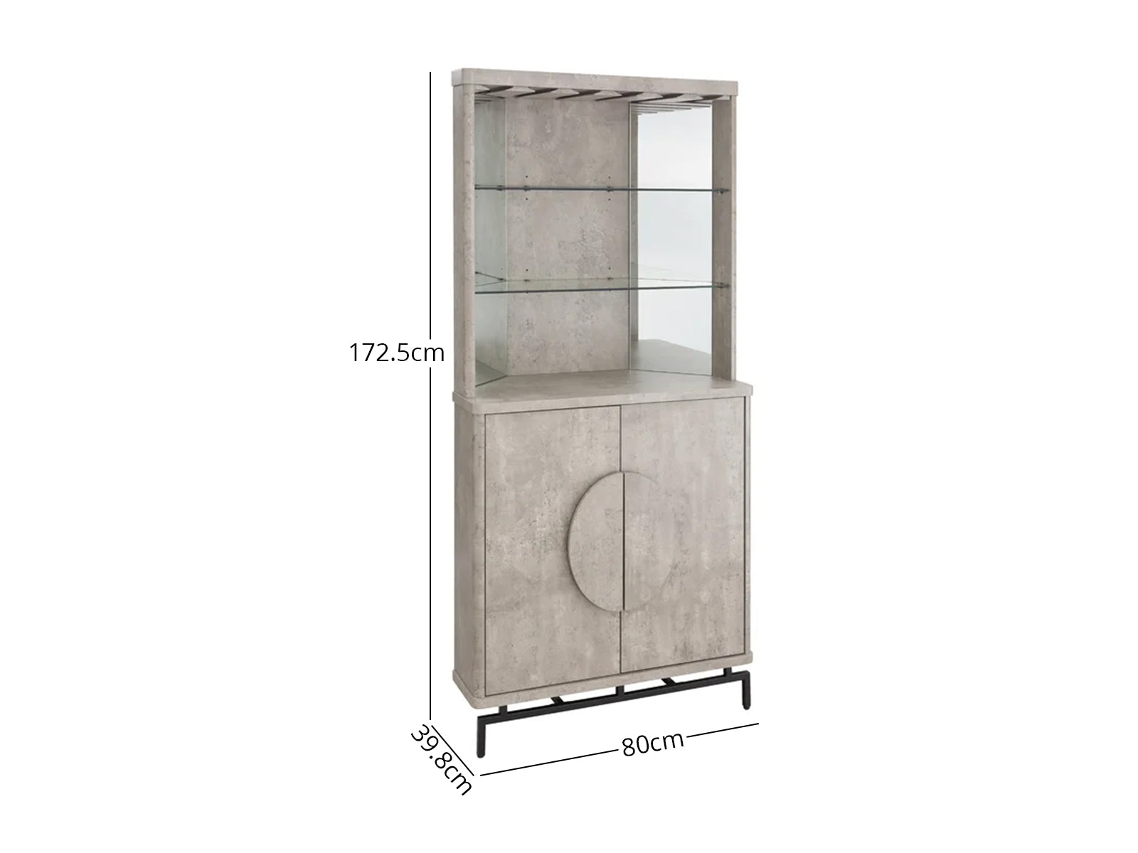 2-Door Corner Wine Cabinet - Concrete