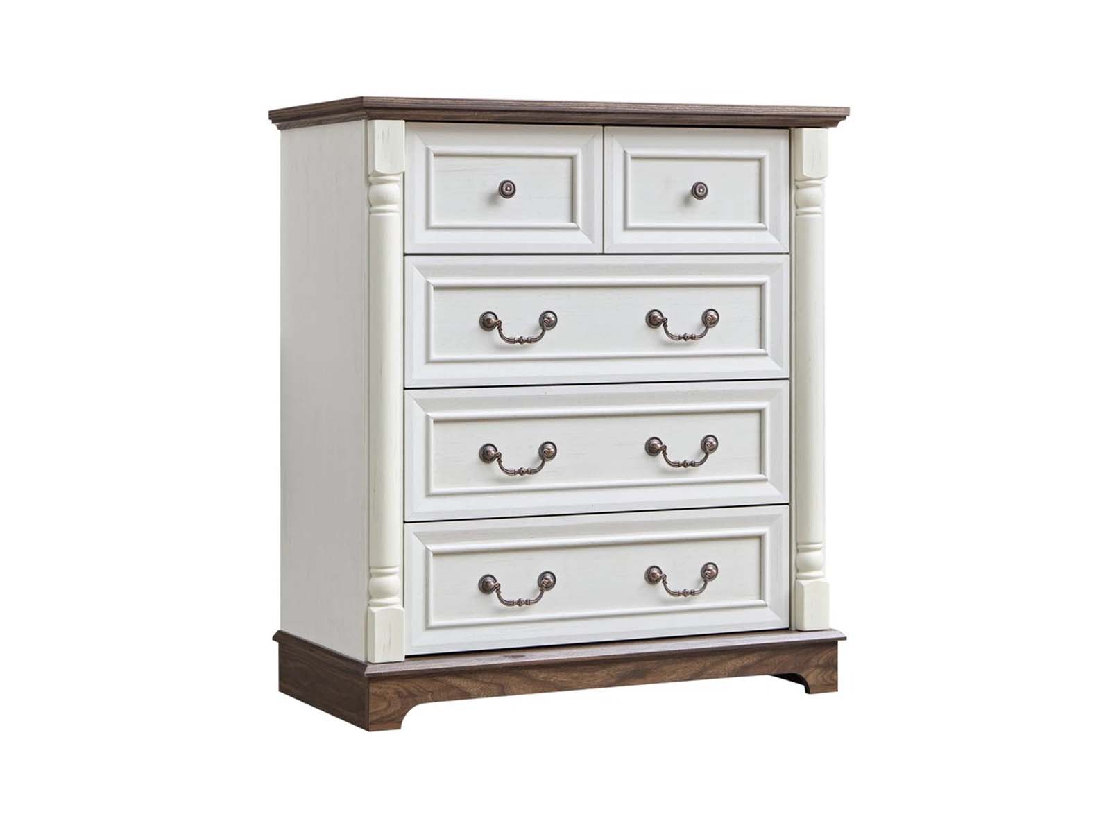 5-Drawer Chest - Antique White & Rustic Brown