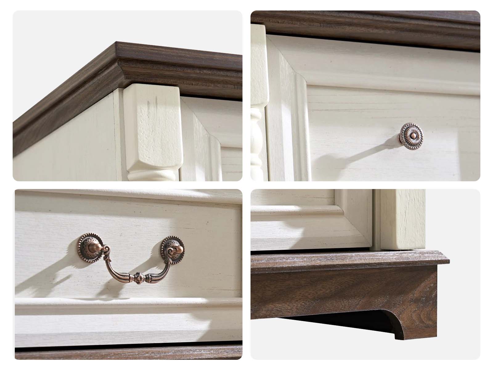 5-Drawer Chest - Antique White & Rustic Brown