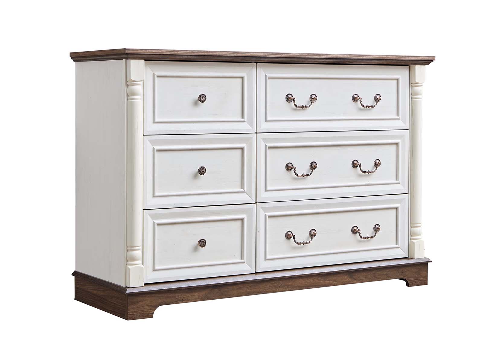 6-Drawer Chest - Antique White & Rustic Brown