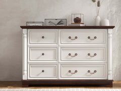 6-Drawer Chest - Antique White & Rustic Brown