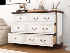 6-Drawer Chest - Antique White & Rustic Brown