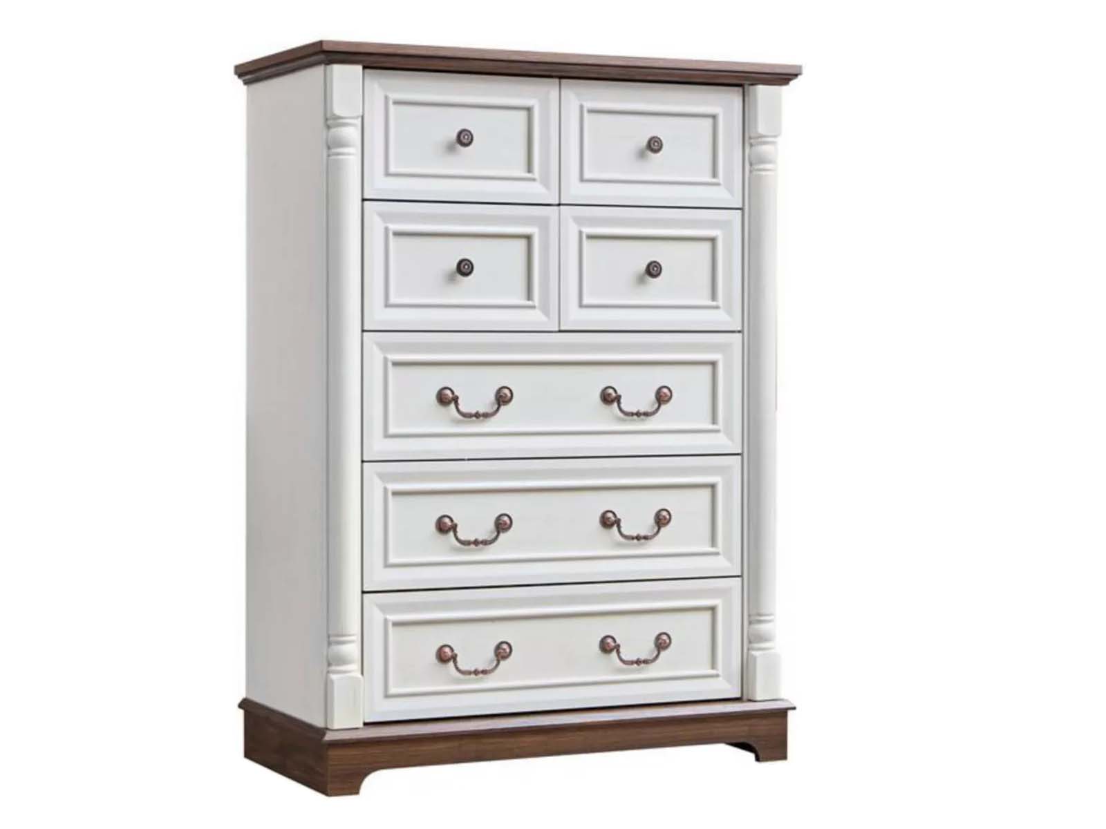 7-Drawer Chest - Antique White & Rustic Brown