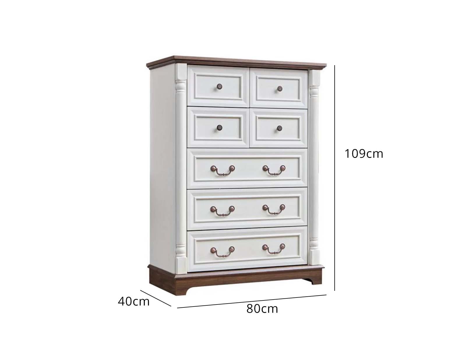 7-Drawer Chest - Antique White & Rustic Brown