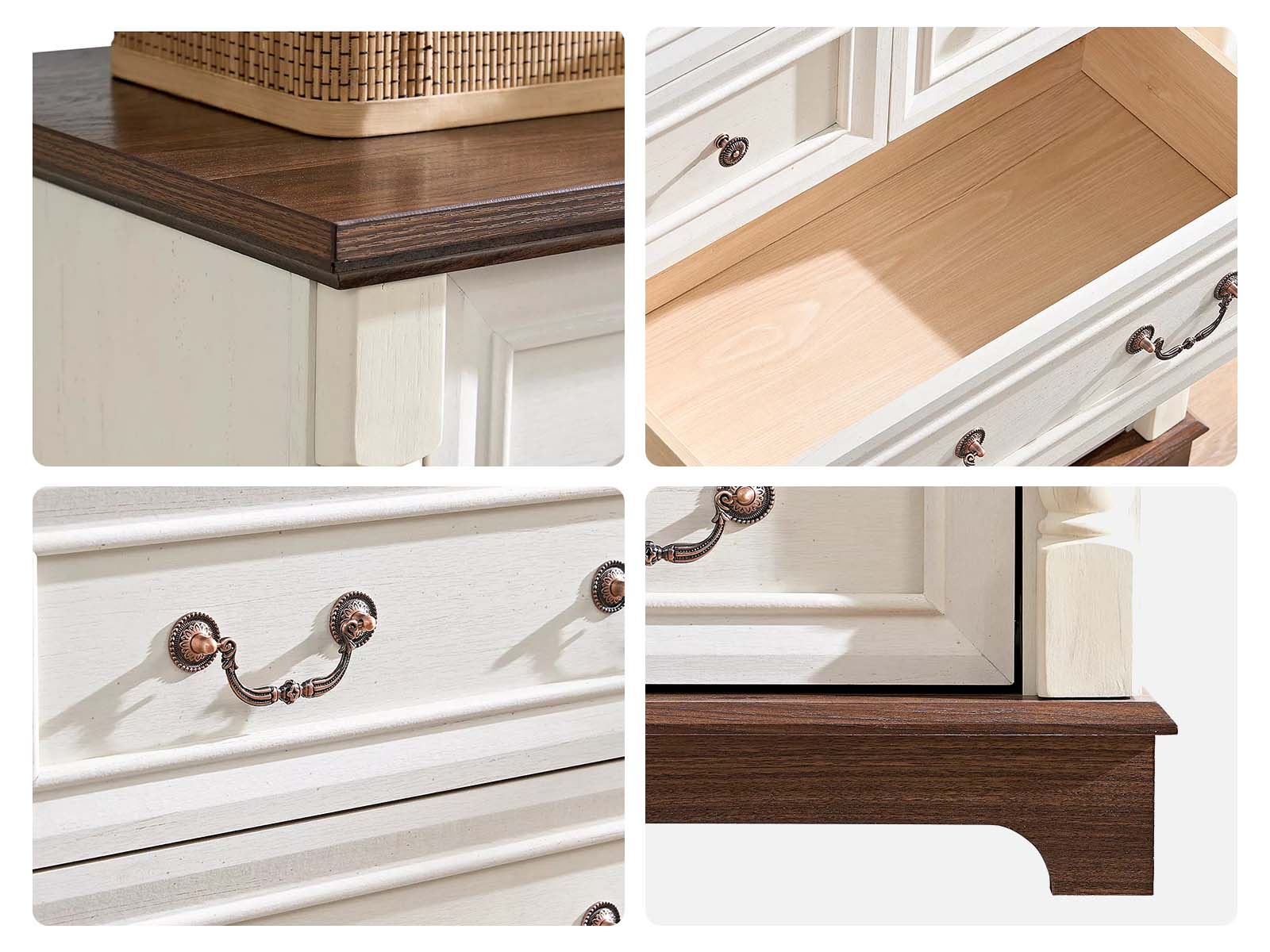 7-Drawer Chest - Antique White & Rustic Brown