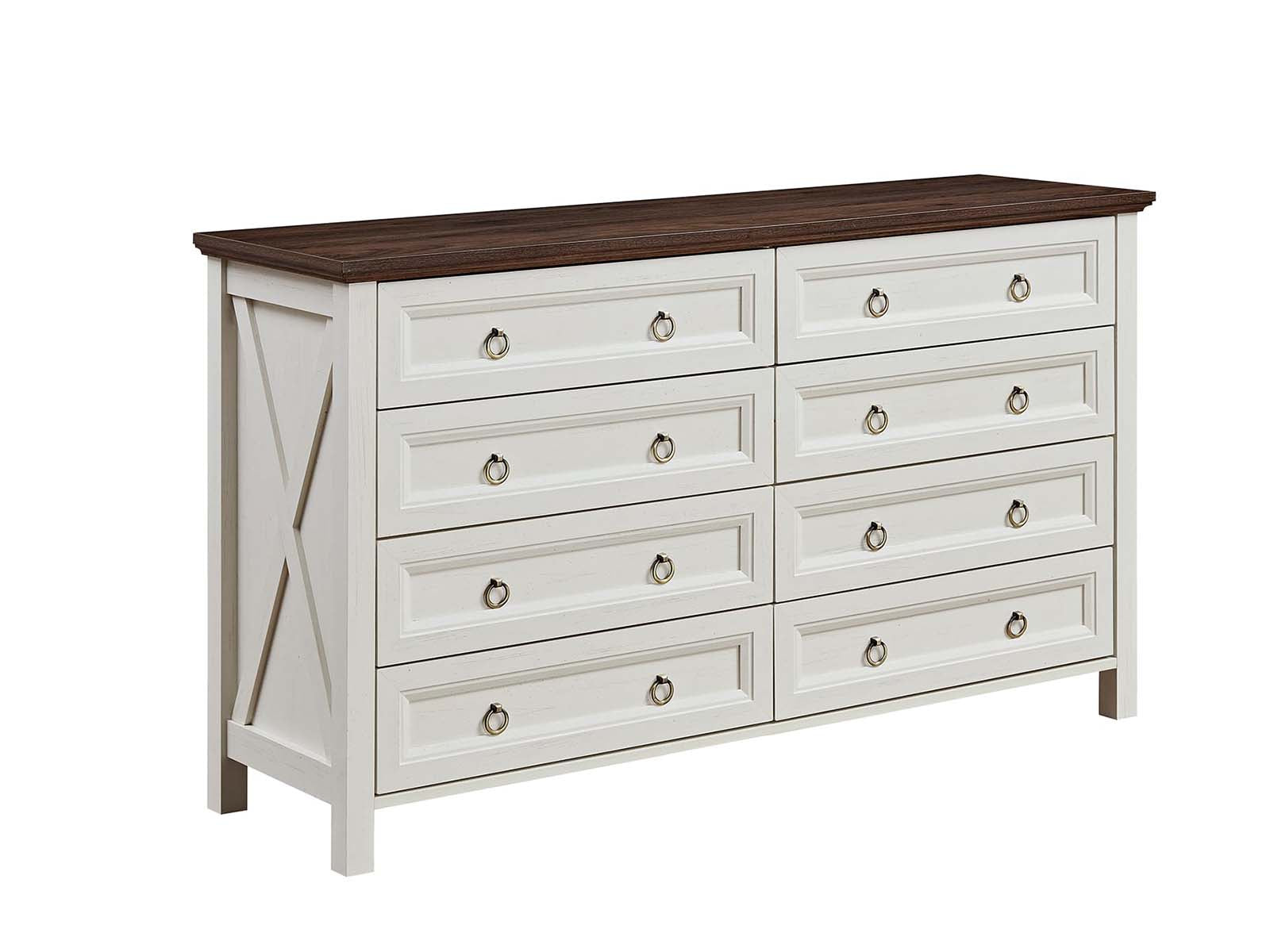 8-Drawer Chest - White & Rustic Wood