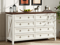 8-Drawer Chest - White & Rustic Wood