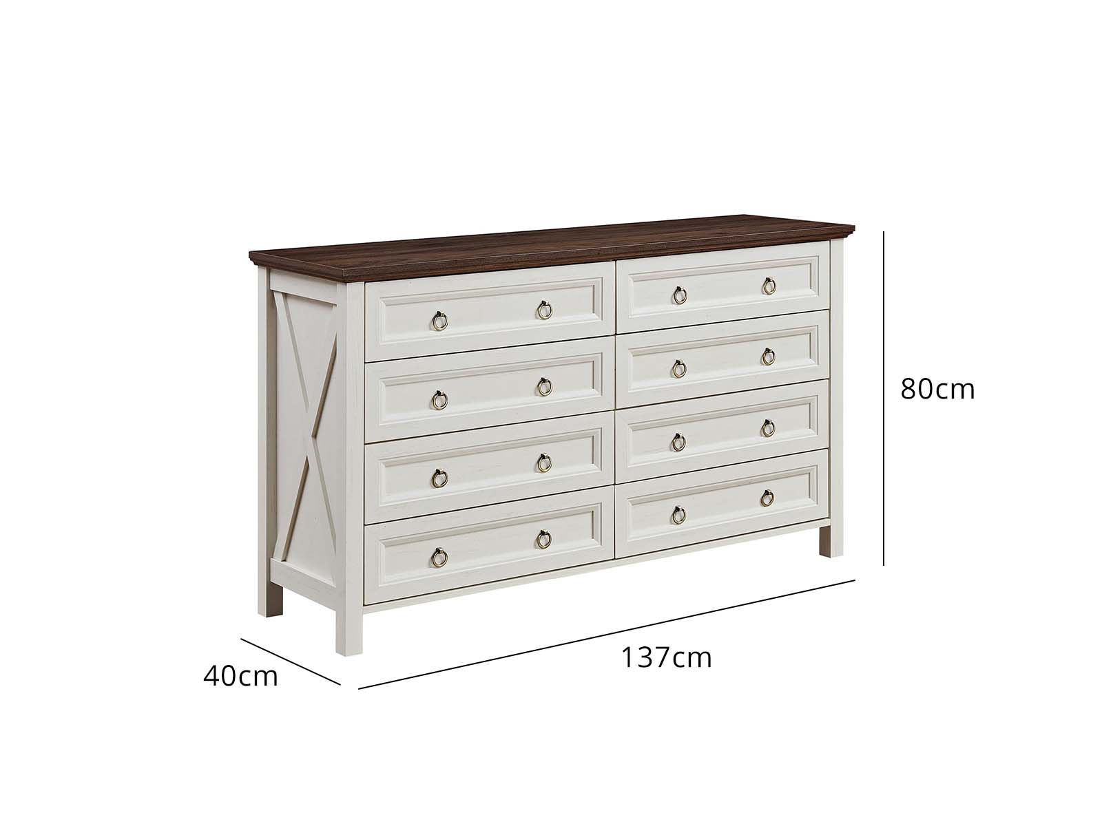 8-Drawer Chest - White & Rustic Wood