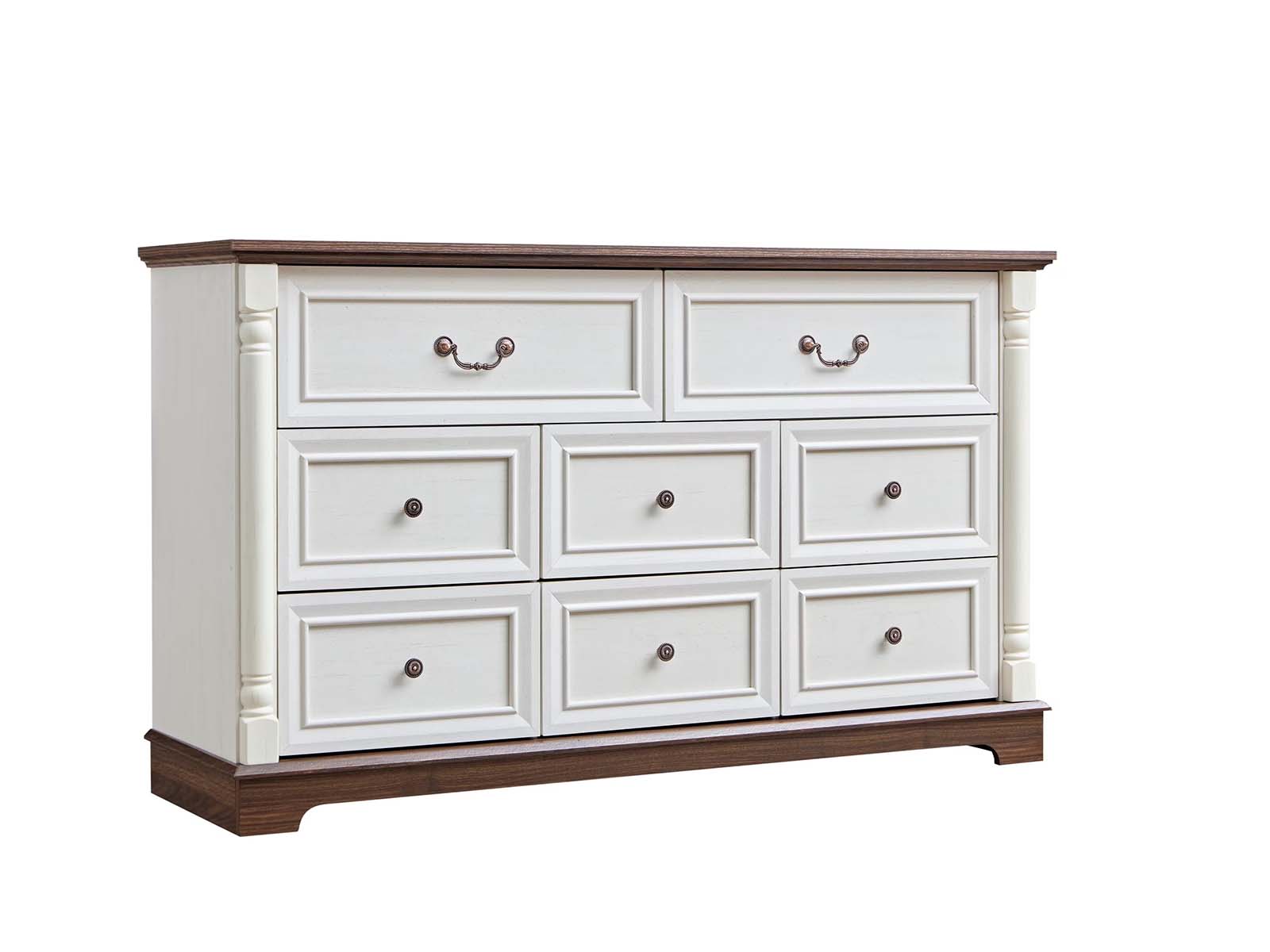 8-Drawer Chest - Antique White & Rustic Brown