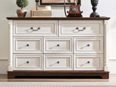8-Drawer Chest - Antique White & Rustic Brown