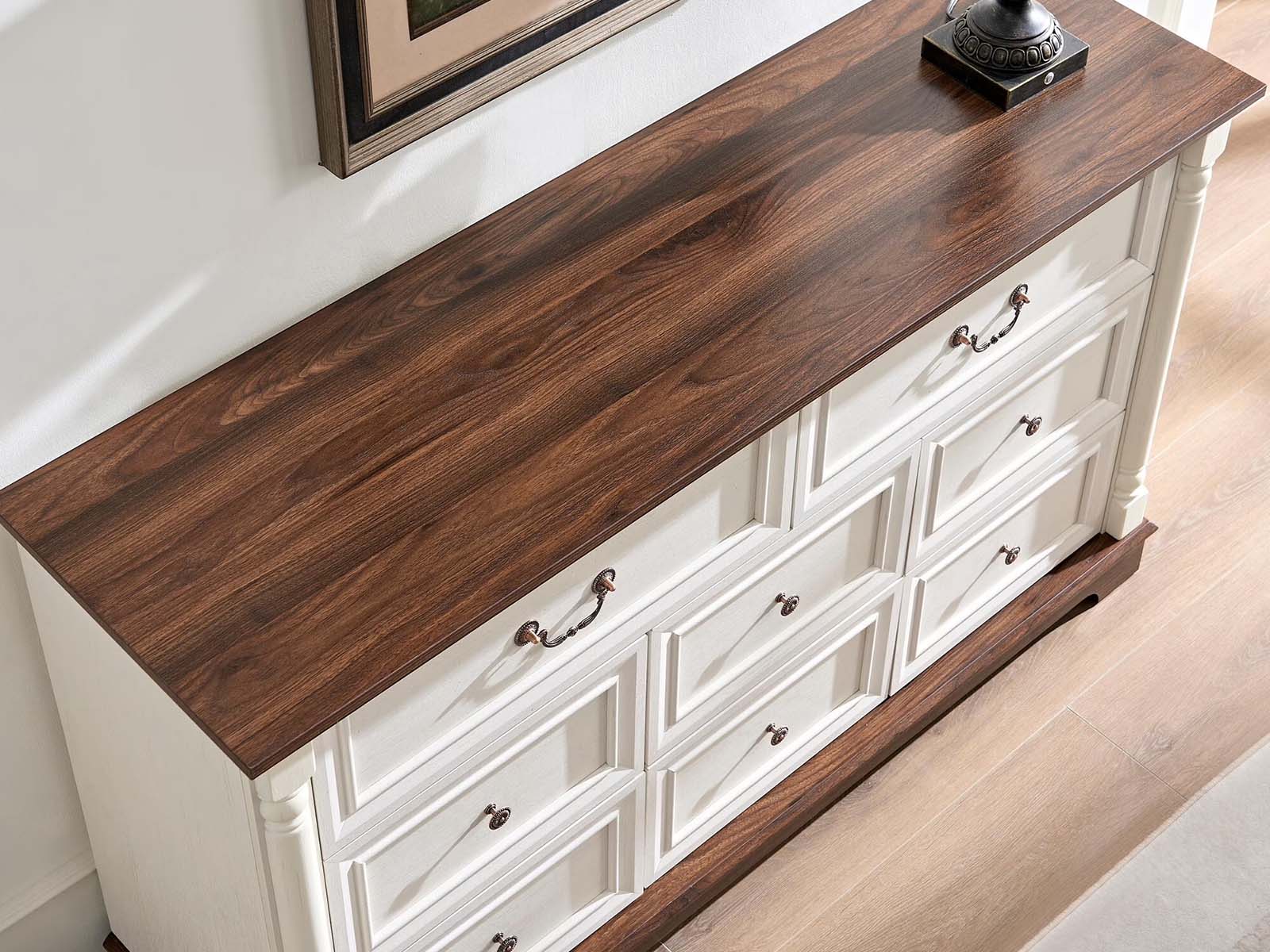 8-Drawer Chest - Antique White & Rustic Brown