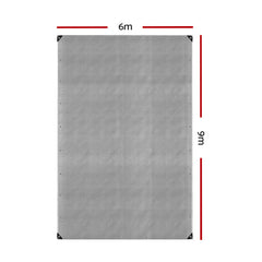 6x9m Tarp Camping Tarps Poly Tarpaulin Heavy Duty Cover 180gsm Silver