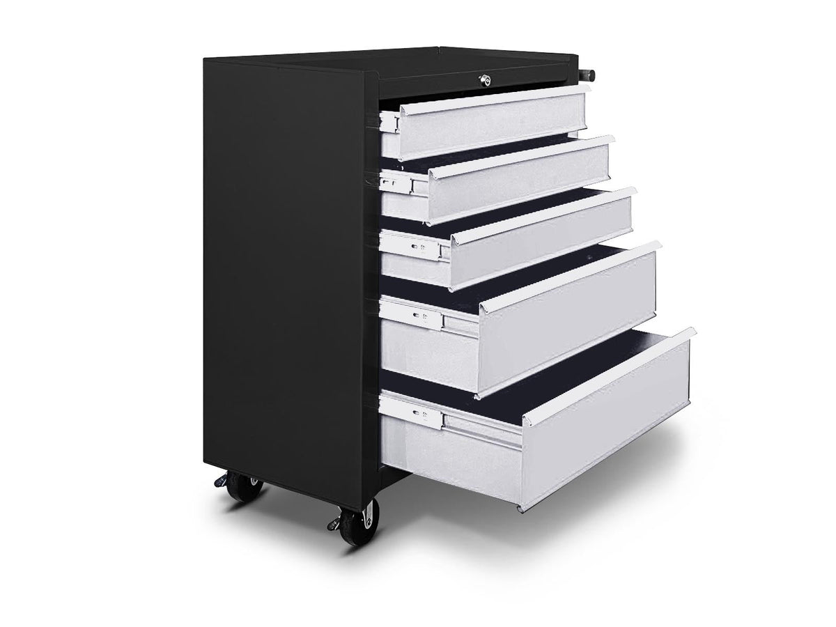 5-Drawer Tool Cabinet - Black + Grey