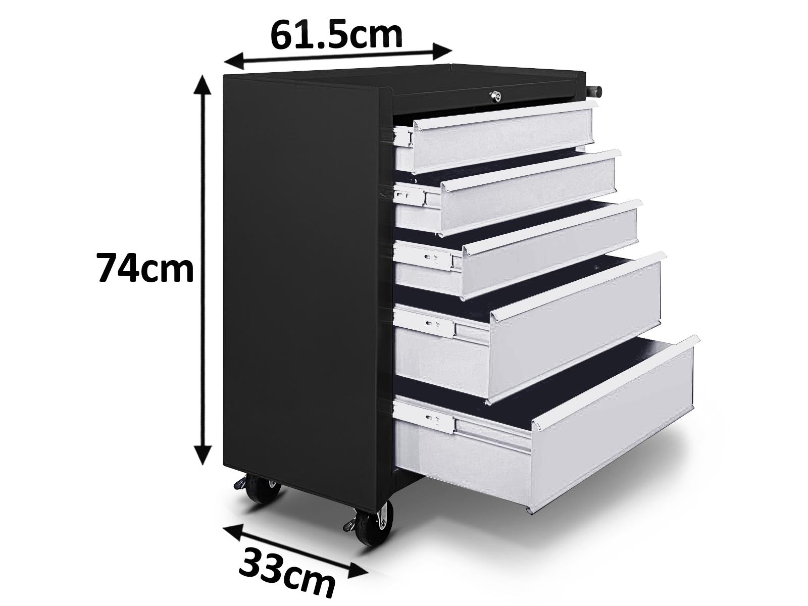 5-Drawer Tool Cabinet - Black + Grey