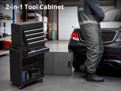 4-Drawer & 1-Drawer Tool Cabinet Combo - Black