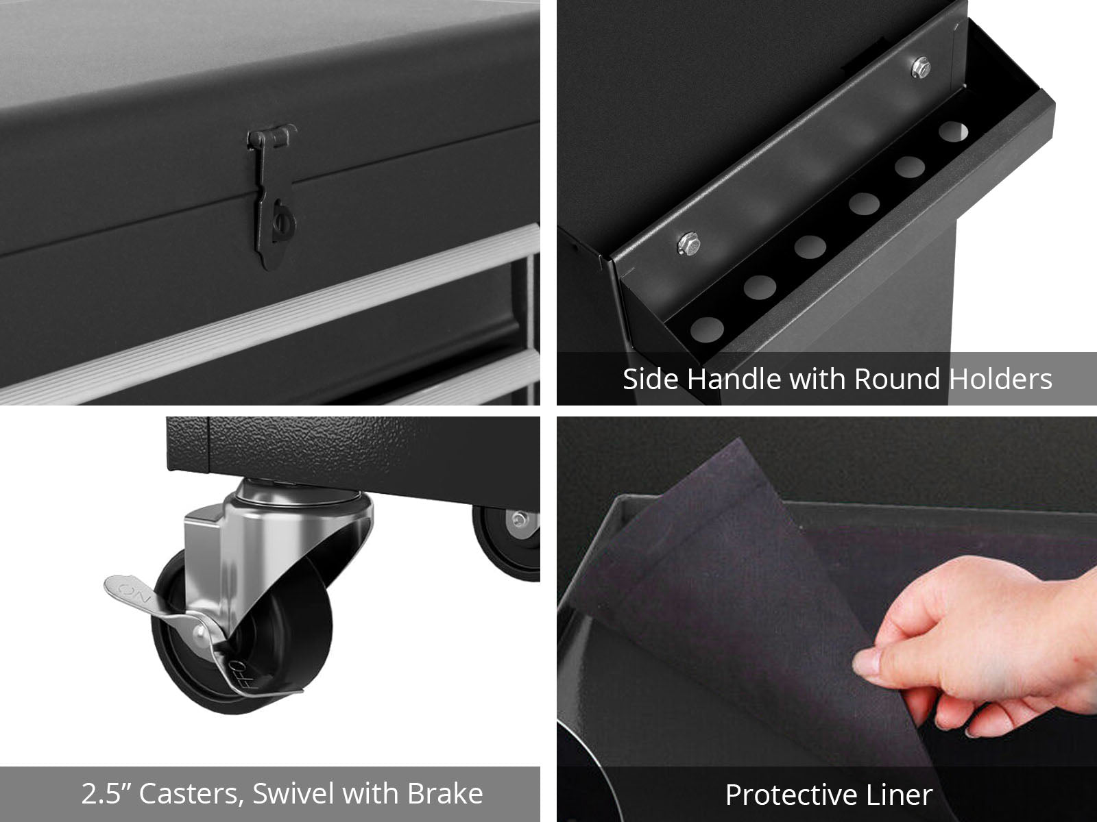 4-Drawer & 1-Drawer Tool Cabinet Combo - Black