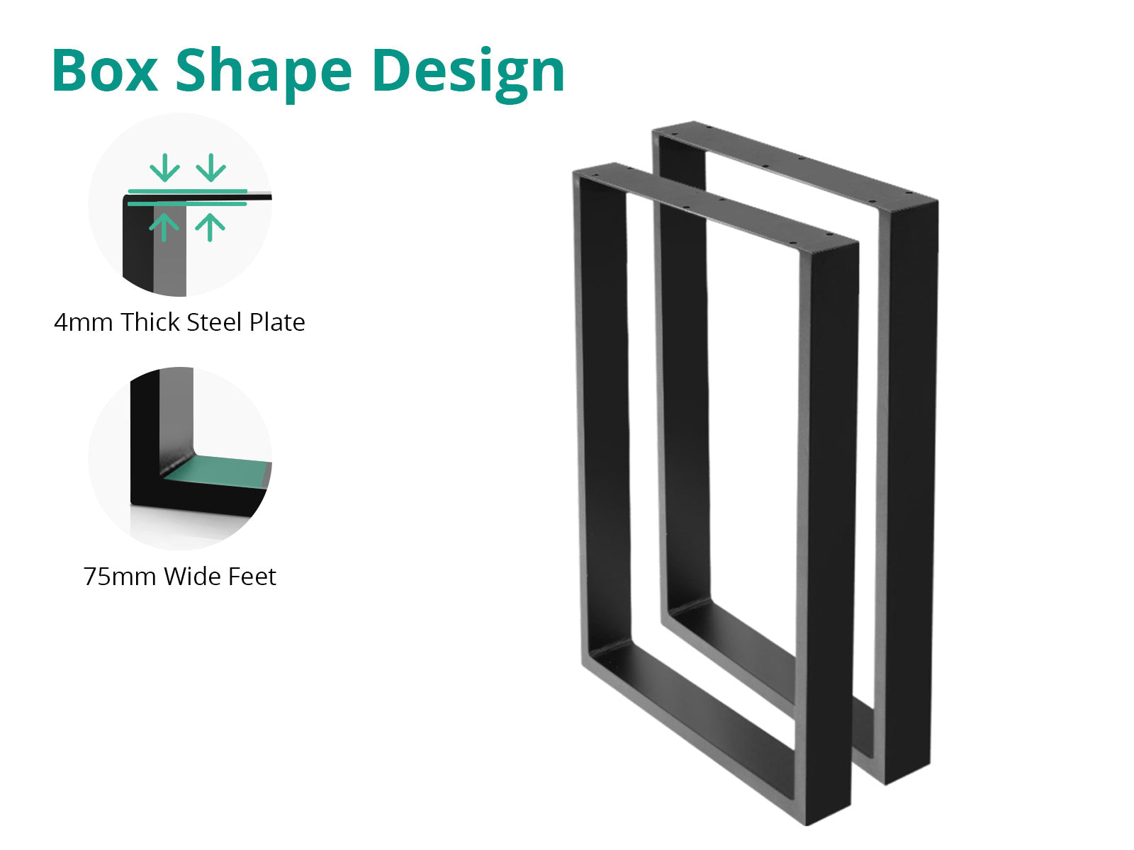DS Box-Shape Metal Table Legs Large - Set of 2