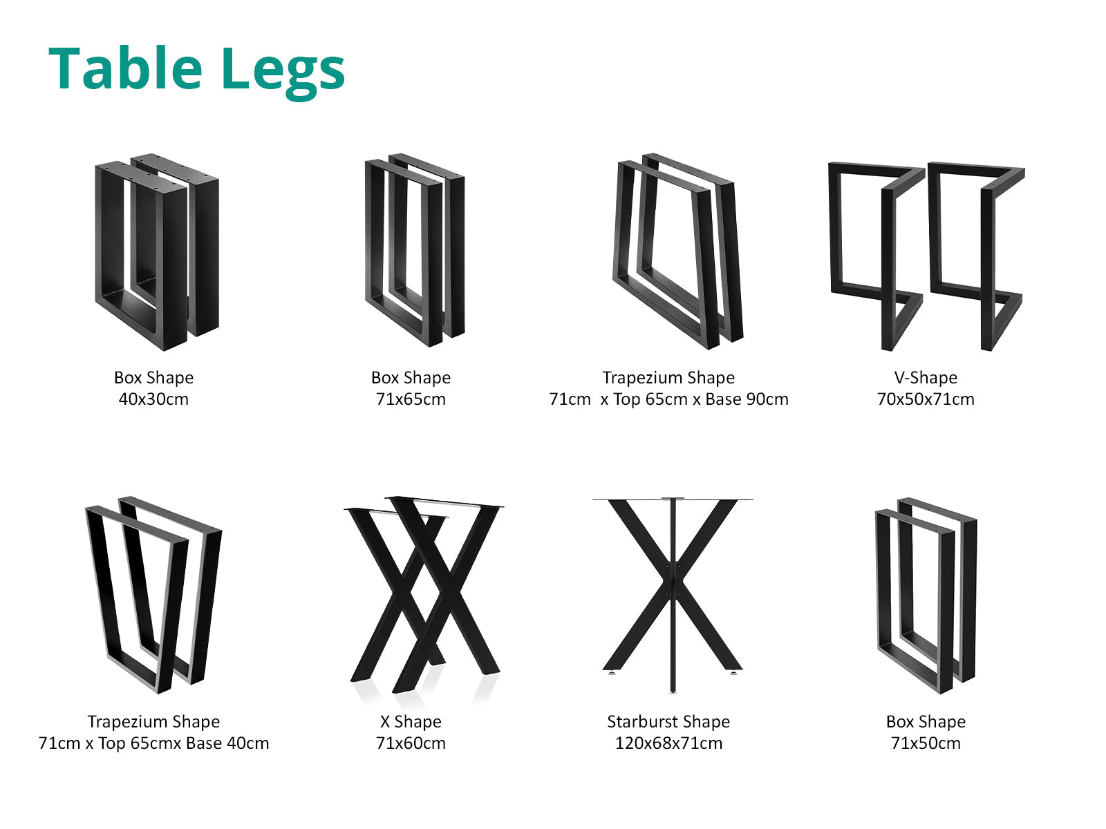 DS Box-Shape Metal Table Legs Large - Set of 2