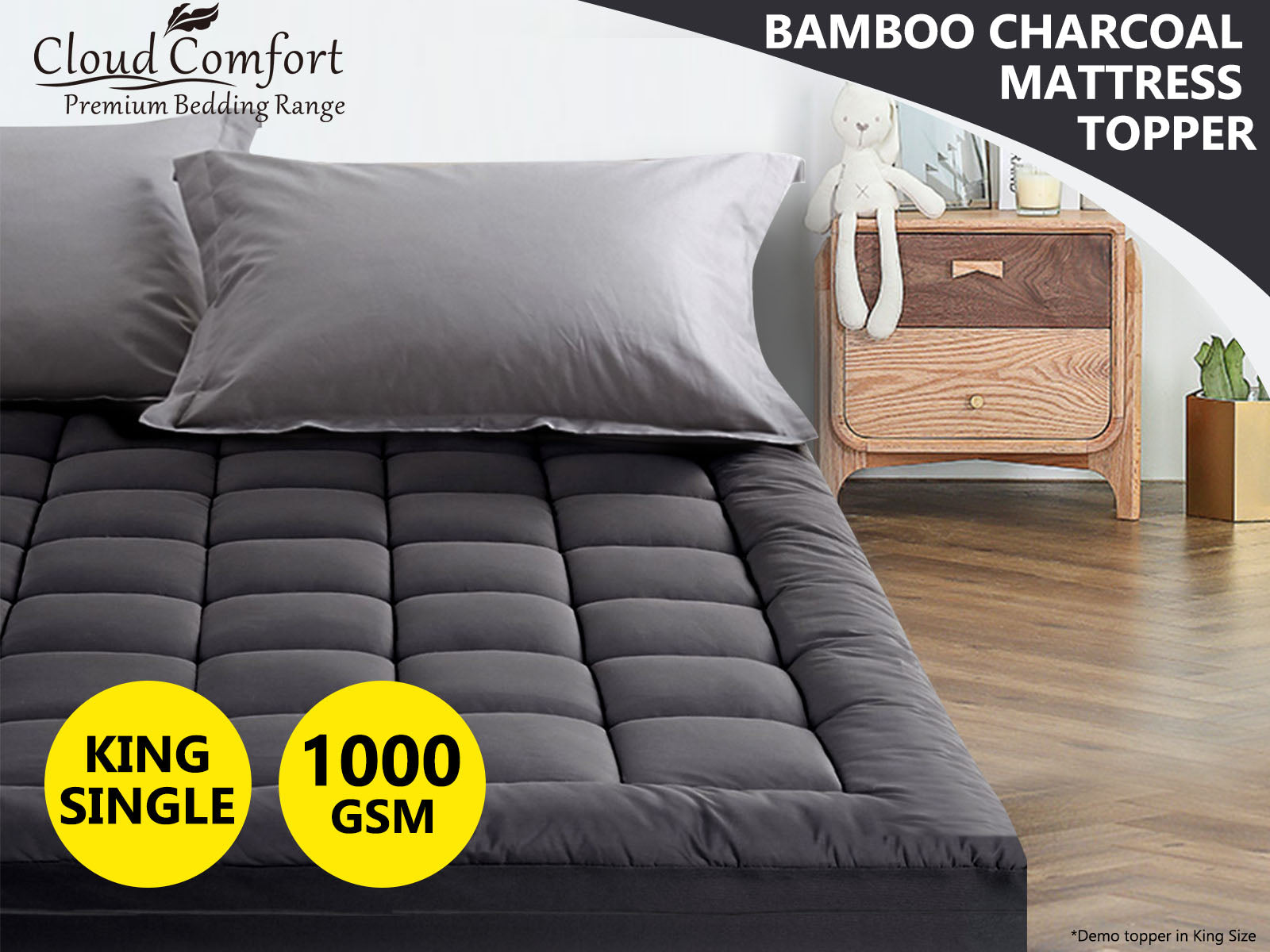 Bamboo Charcoal Mattress Topper - King Single