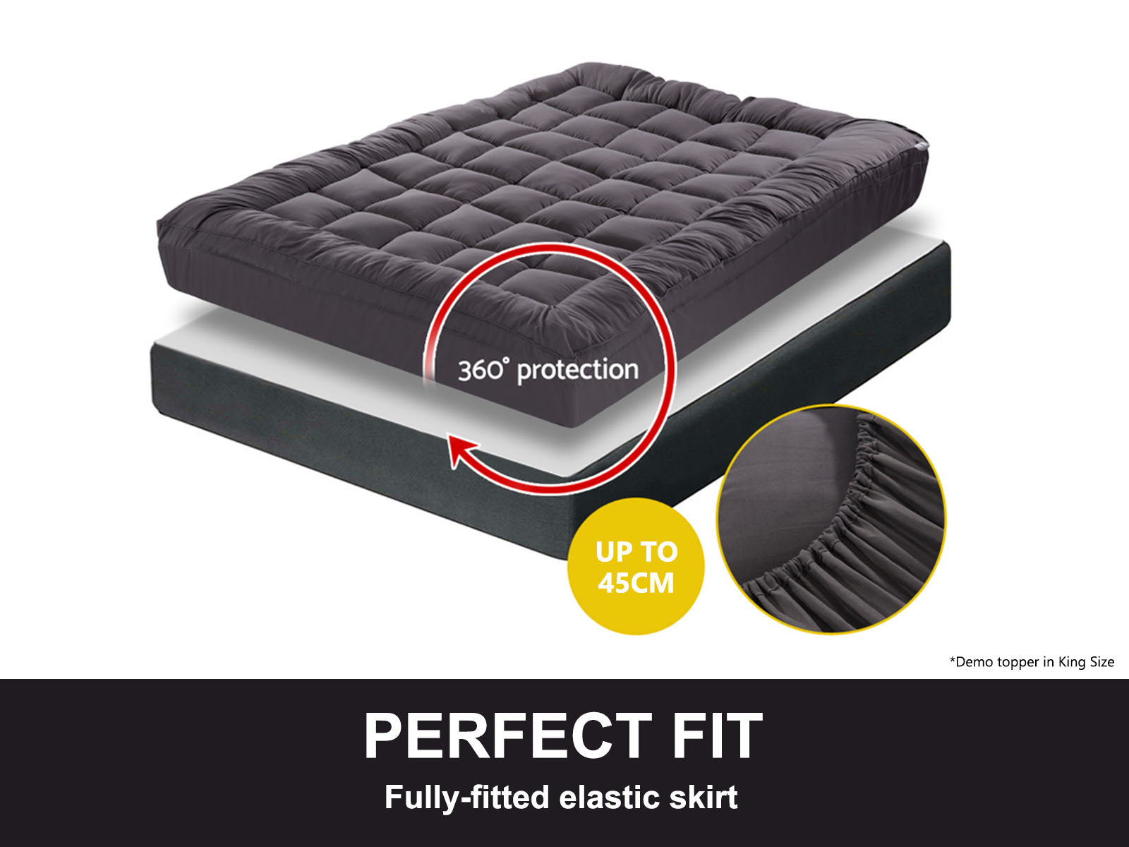 Bamboo Charcoal Mattress Topper - Single