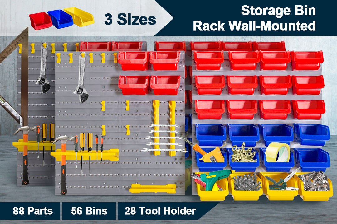 88 Parts Wall-Mounted Storage Bin Rack