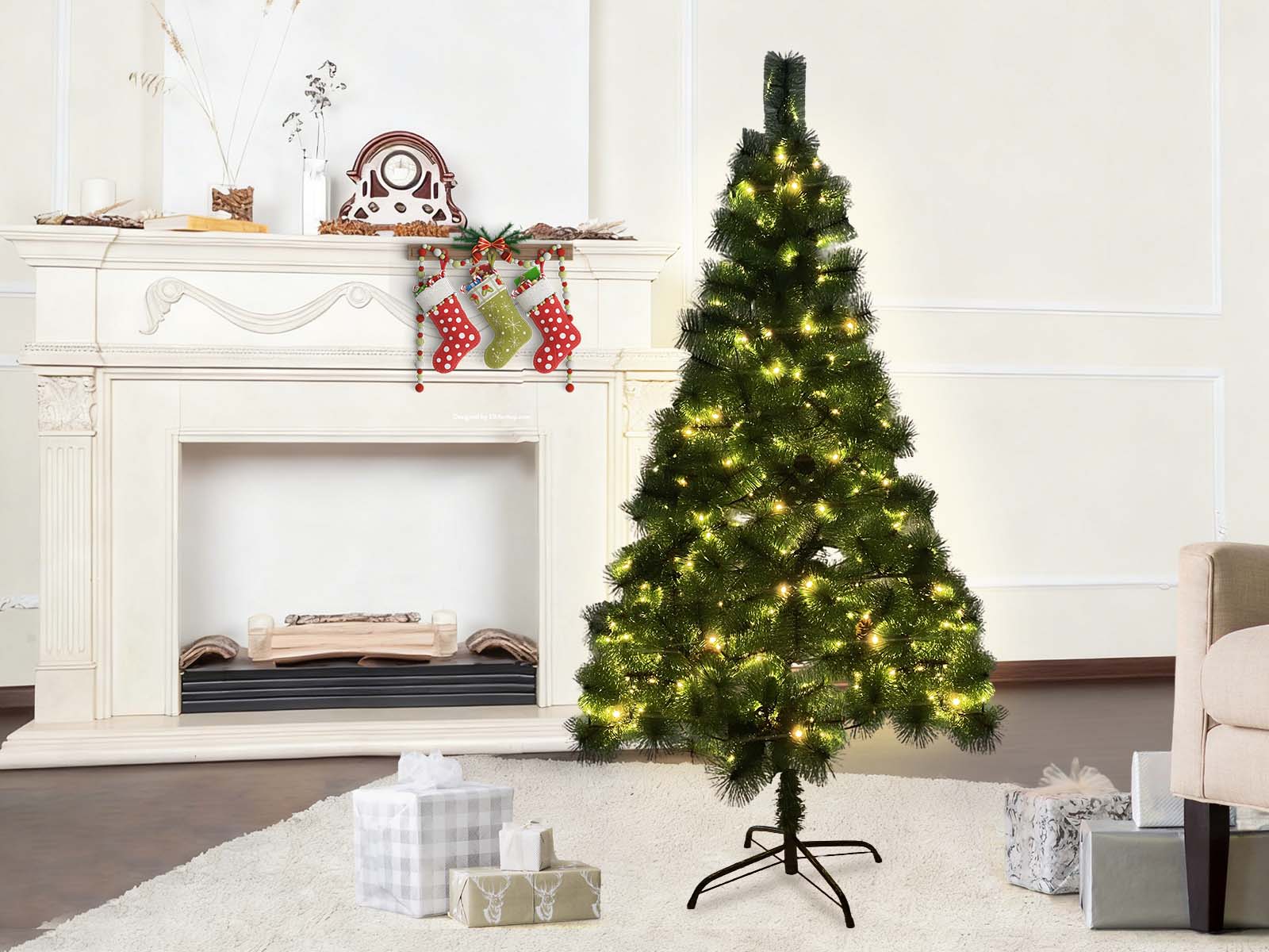 Christmas Tree with LED Lights - 7Ft/210 cm