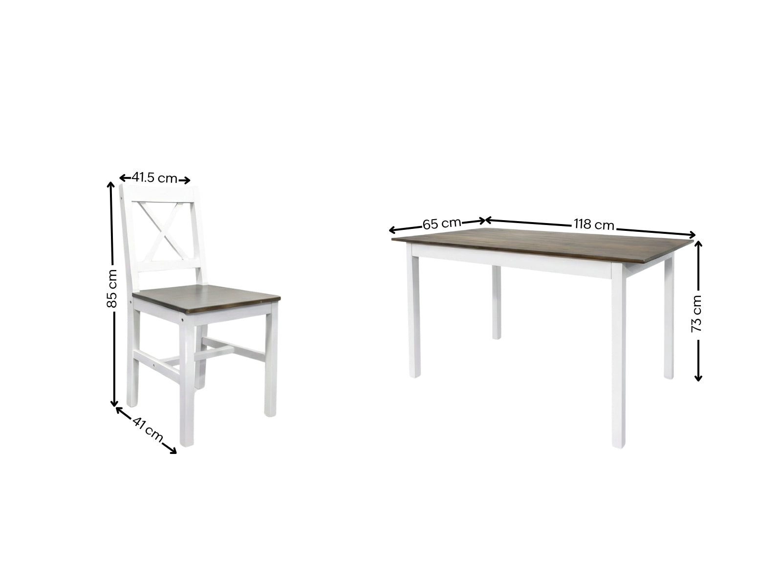 Ajax 5-Piece Dining Set - White & Teak