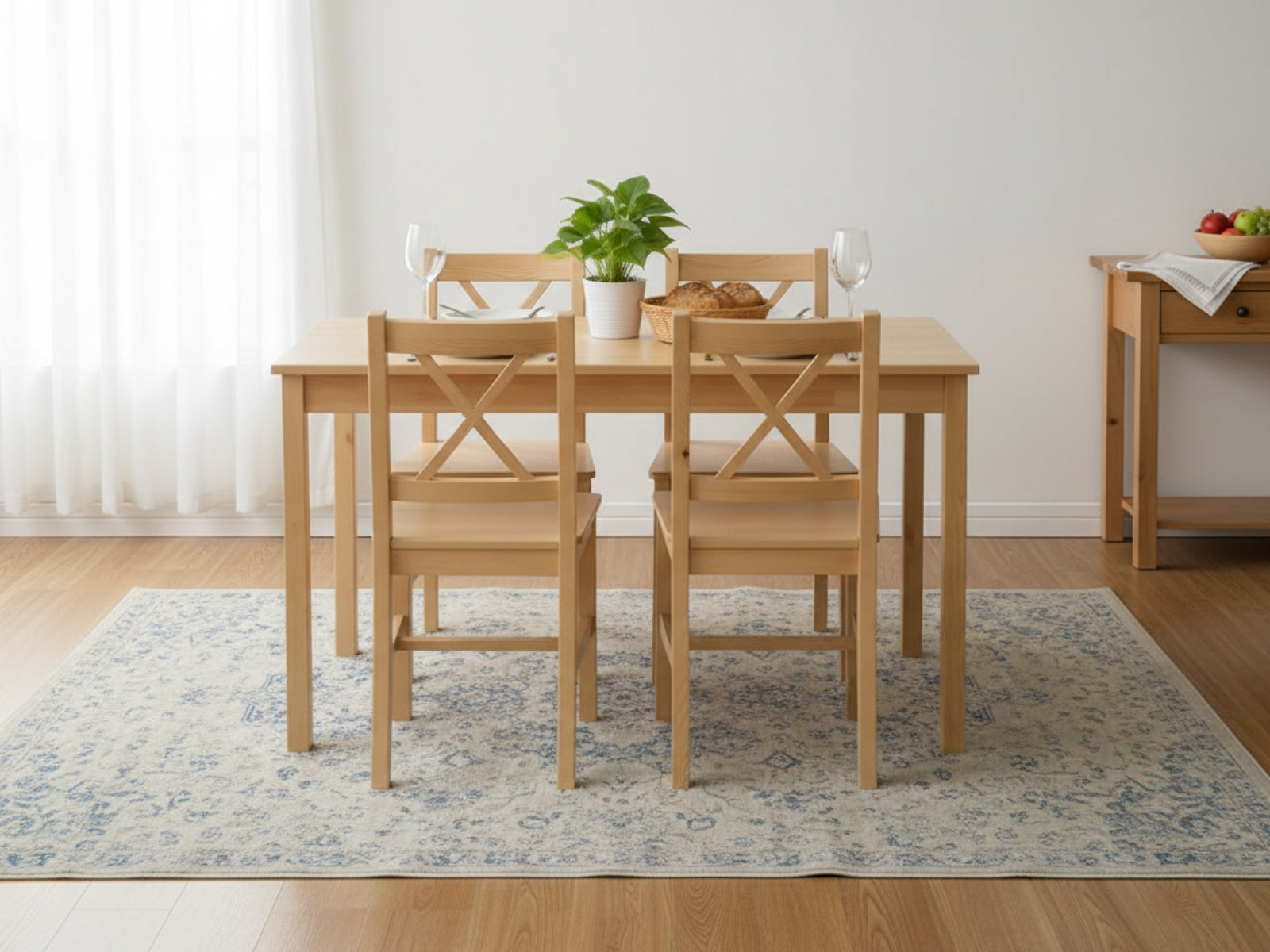 Ajax 5-Piece Dining Set - Natural Wood