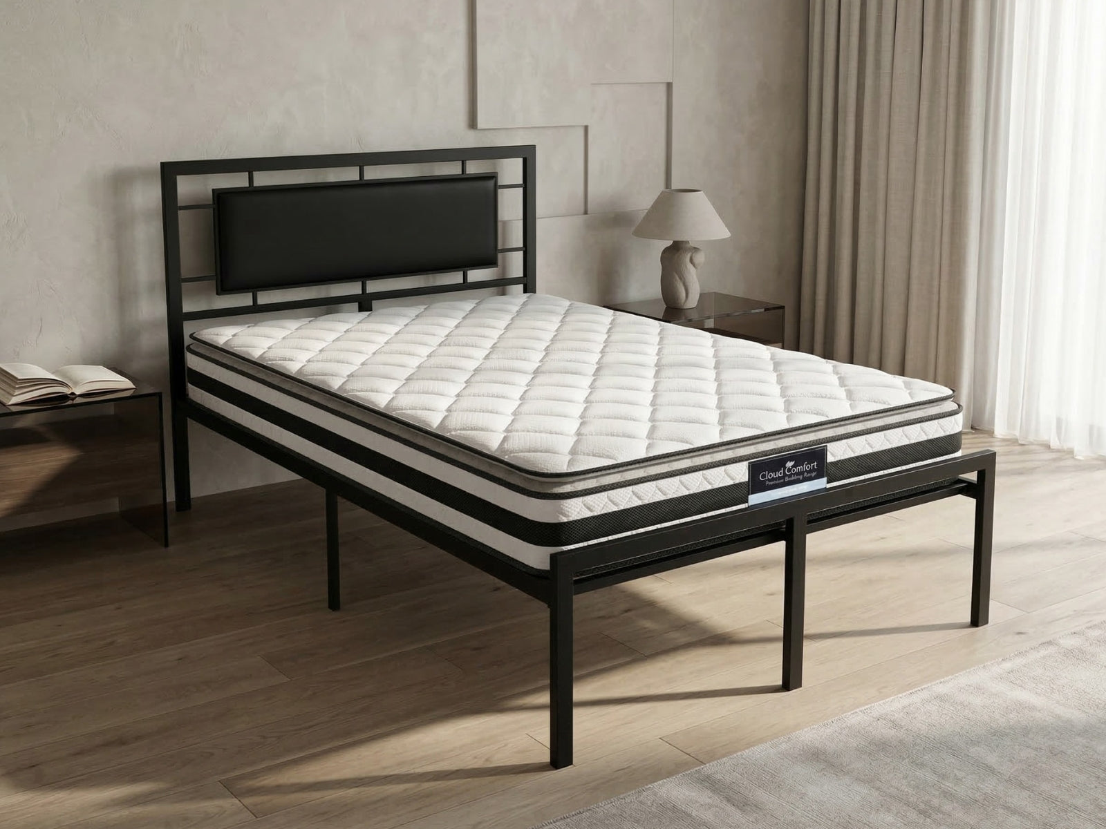 Dakota Metal Bed Frame & Bon21 Mattress - King Single