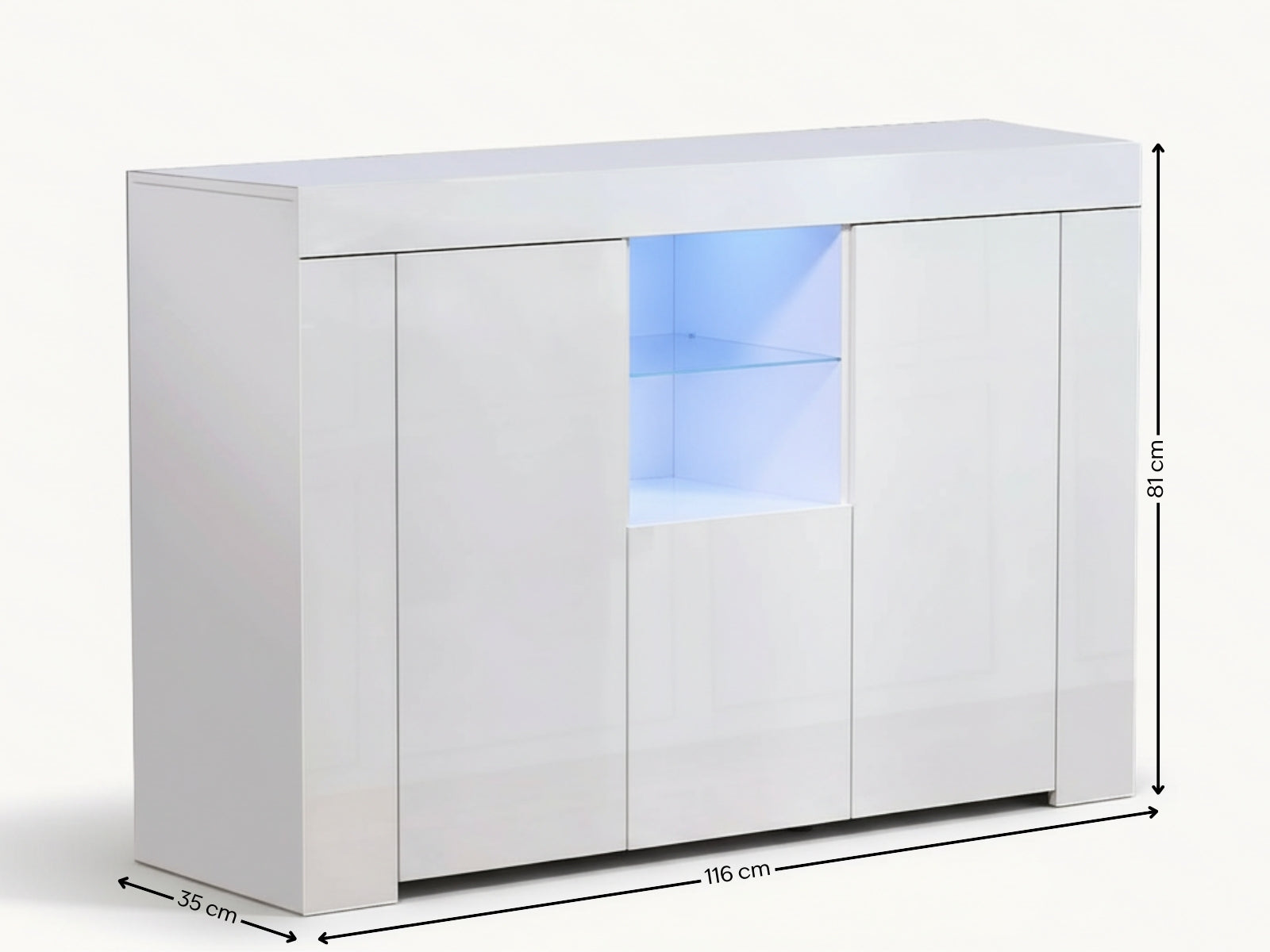 Anshos Storage Cabinet with LED Light - White