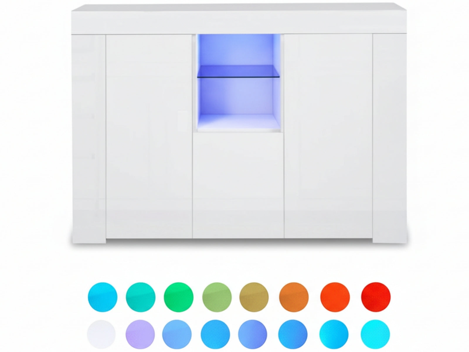 Anshos Storage Cabinet with LED Light - White